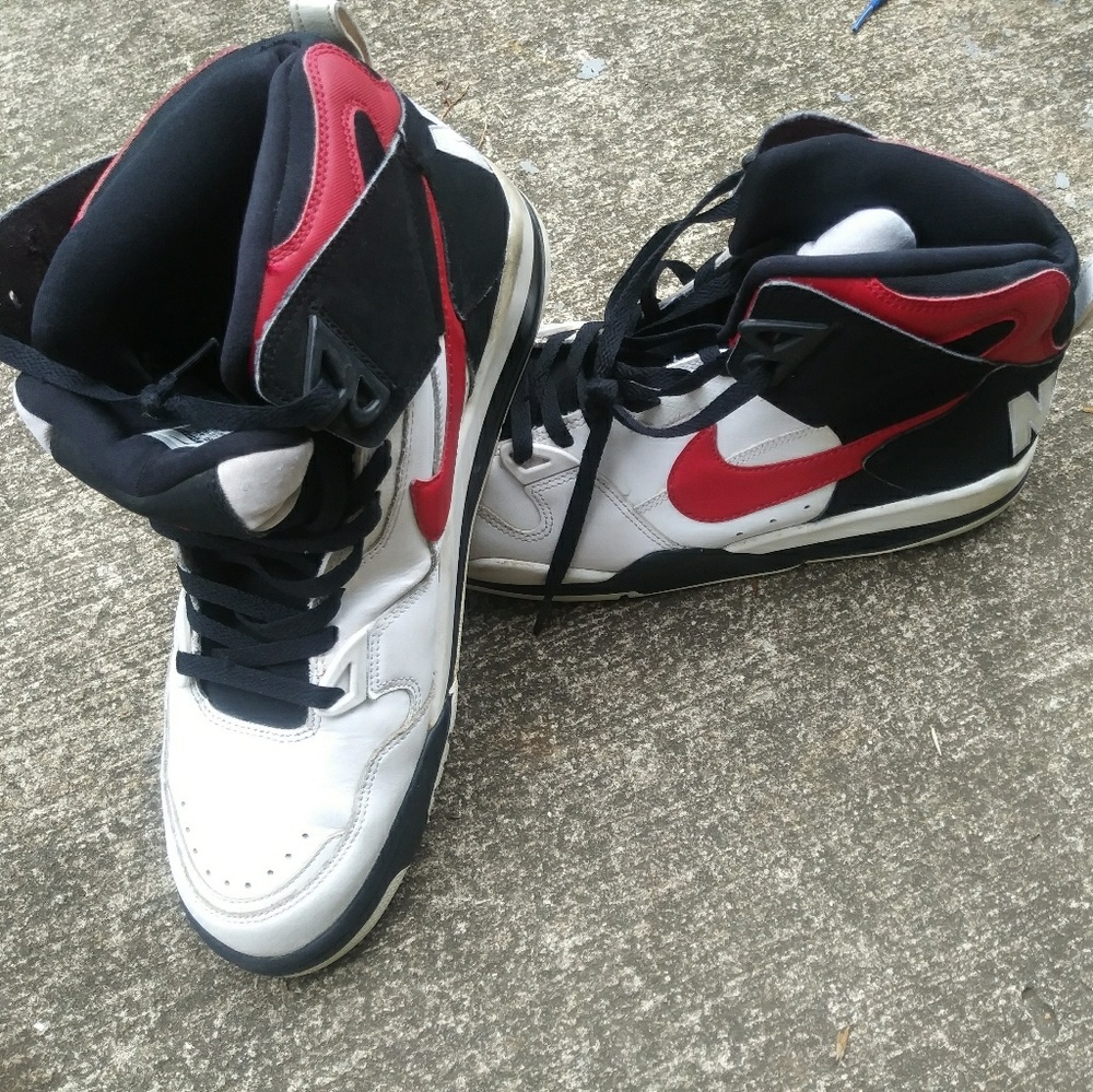 Red, white, and black nikes